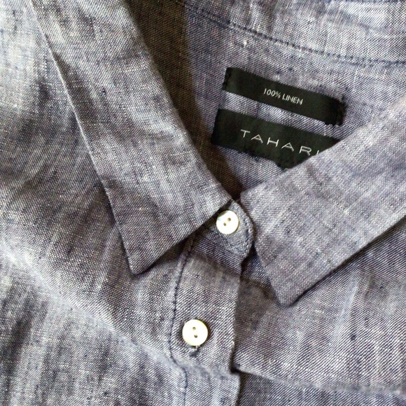 Tahari linen shirt/dress, blue 1X - Picture 4 of 4